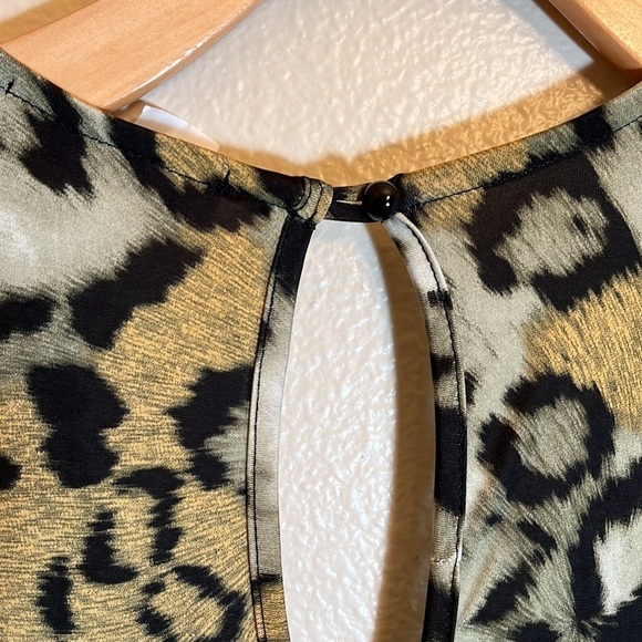 Leopard Animal Print Slit Sleeves Jumpsuit Romper - Picture 11 of 12